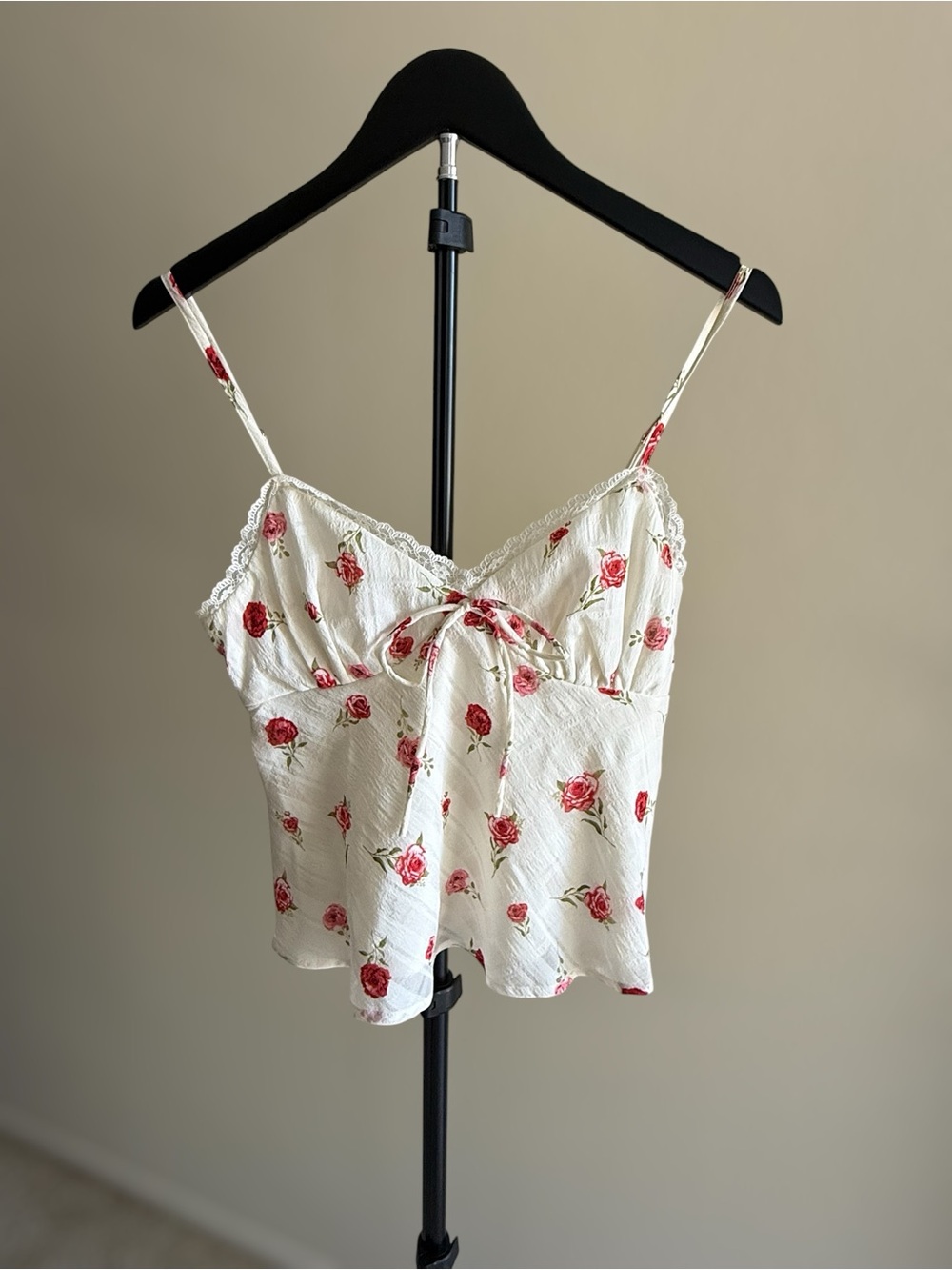 Band of the Free Floral Lace Trim Cami Top Size Small